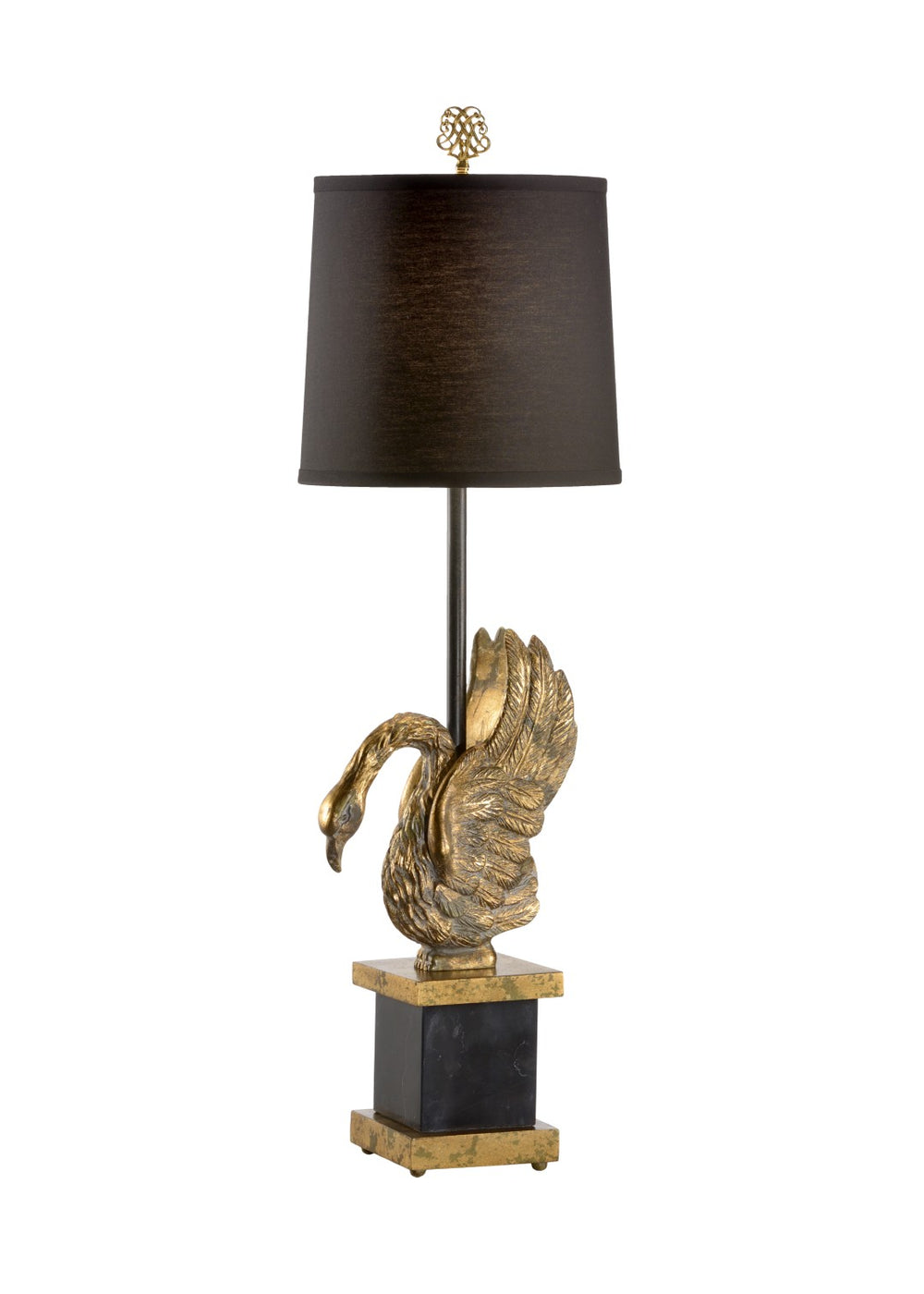 Wildwood Swan Sculptural Lamp In Aged Gold Leaf Finish — Marble-Inspired Accent Light For Elegant Spaces 60367