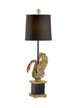 Wildwood Swan Sculptural Lamp In Aged Gold Leaf Finish — Marble-Inspired Accent Light For Elegant Spaces 60367
