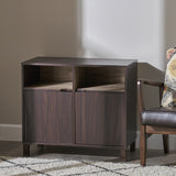 Christopher Knight Home® - Noble House - Nicholas 2-Shelf Walnut Finished Faux Wood Cabinet with Sanremo Oak Interior