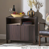 Christopher Knight Home® - Noble House - Nicholas 2-Shelf Walnut Finished Faux Wood Cabinet with Sanremo Oak Interior