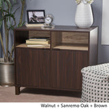 Christopher Knight Home® - Noble House - Nicholas 2-Shelf Walnut Finished Faux Wood Cabinet with Sanremo Oak Interior