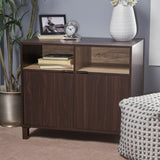 Christopher Knight Home® - Noble House - Nicholas 2-Shelf Walnut Finished Faux Wood Cabinet with Sanremo Oak Interior