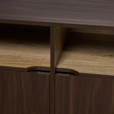 Christopher Knight Home® - Noble House - Nicholas 2-Shelf Walnut Finished Faux Wood Cabinet with Sanremo Oak Interior