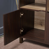 Christopher Knight Home® - Noble House - Nicholas 2-Shelf Walnut Finished Faux Wood Cabinet with Sanremo Oak Interior