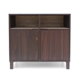 Christopher Knight Home® - Noble House - Nicholas 2-Shelf Walnut Finished Faux Wood Cabinet with Sanremo Oak Interior