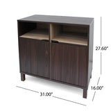 Christopher Knight Home® - Noble House - Nicholas 2-Shelf Walnut Finished Faux Wood Cabinet with Sanremo Oak Interior