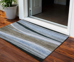 Homeroots 3' Abstract Artichoke Green And Black Area Rug - Washable, Durable, Stylish For Indoor Or Outdoor Use 3' X 5' Polyester 603671