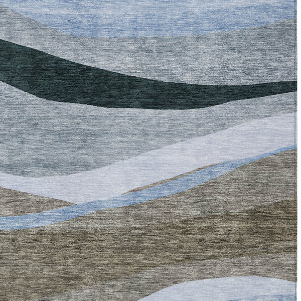 Homeroots 3' Abstract Artichoke Green And Black Area Rug - Washable, Durable, Stylish For Indoor Or Outdoor Use 3' X 5' Polyester 603671