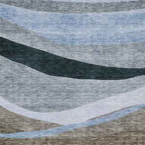 Homeroots 3' Abstract Artichoke Green And Black Area Rug - Washable, Durable, Stylish For Indoor Or Outdoor Use 5' X 8' Polyester 603672