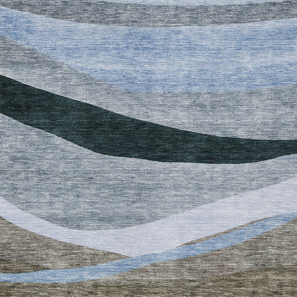 Homeroots 3' Abstract Artichoke Green And Black Area Rug - Washable, Durable, Stylish For Indoor Or Outdoor Use 5' X 8' Polyester 603672