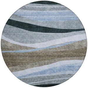 Homeroots 3' Abstract Artichoke Green And Black Area Rug - Washable, Durable, Stylish For Indoor Or Outdoor Use 8' Round Polyester 603673