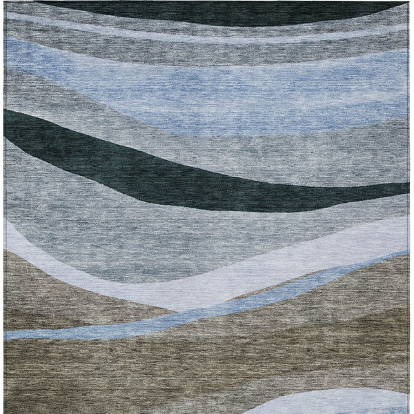 Homeroots 3' Abstract Artichoke Green And Black Area Rug - Washable, Durable, Stylish For Indoor Or Outdoor Use 10' X 14' Polyester 603676