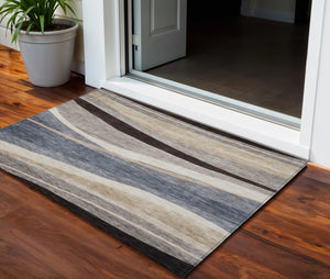 Homeroots 3' Abstract Artichoke Green And Black Area Rug - Washable, Durable, Stylish For Indoor Or Outdoor Use 3' X 5' Polyester 603677