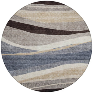 Homeroots 3' Abstract Artichoke Green And Black Area Rug - Washable, Durable, Stylish For Indoor Or Outdoor Use 8' Round Polyester 603679