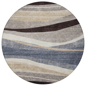 Homeroots 3' Abstract Artichoke Green And Black Area Rug - Washable, Durable, Stylish For Indoor Or Outdoor Use 8' Round Polyester 603679