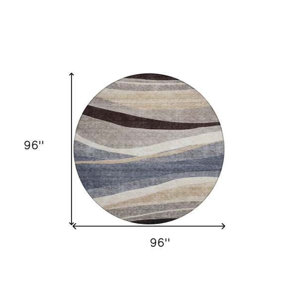 Homeroots 3' Abstract Artichoke Green And Black Area Rug - Washable, Durable, Stylish For Indoor Or Outdoor Use 8' Round Polyester 603679