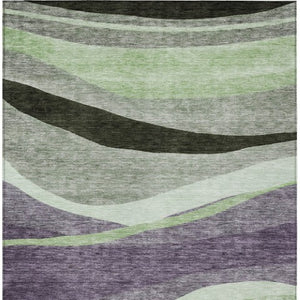 Homeroots 3' Abstract Artichoke Green And Black Area Rug - Washable, Durable, Stylish For Indoor Or Outdoor Use 3' X 5' Polyester 603683