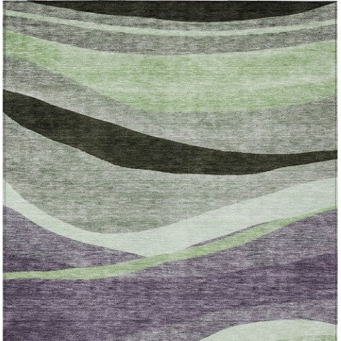Homeroots 3' Abstract Artichoke Green And Black Area Rug - Washable, Durable, Stylish For Indoor Or Outdoor Use 3' X 5' Polyester 603683