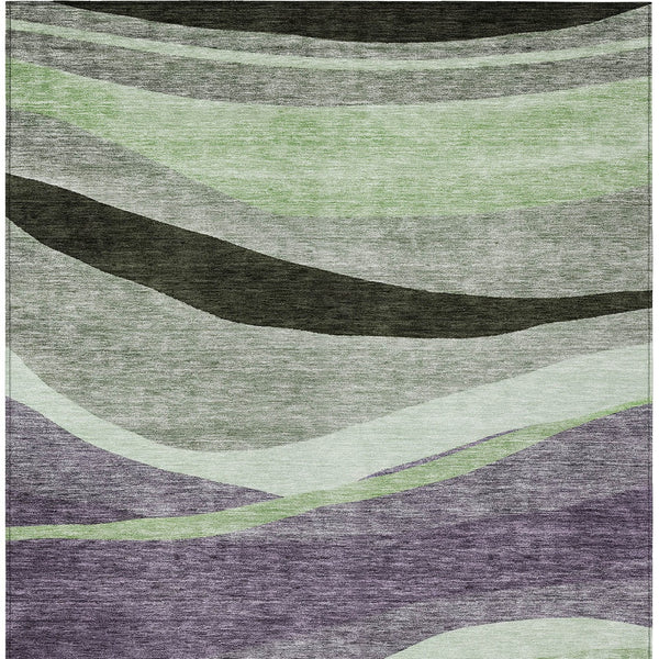 Homeroots 3' Abstract Artichoke Green And Black Area Rug - Washable, Durable, Stylish For Indoor Or Outdoor Use 3' X 5' Polyester 603683