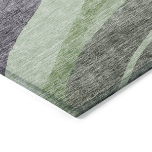 Homeroots 3' Abstract Artichoke Green And Black Area Rug - Washable, Durable, Stylish For Indoor Or Outdoor Use 3' X 5' Polyester 603683