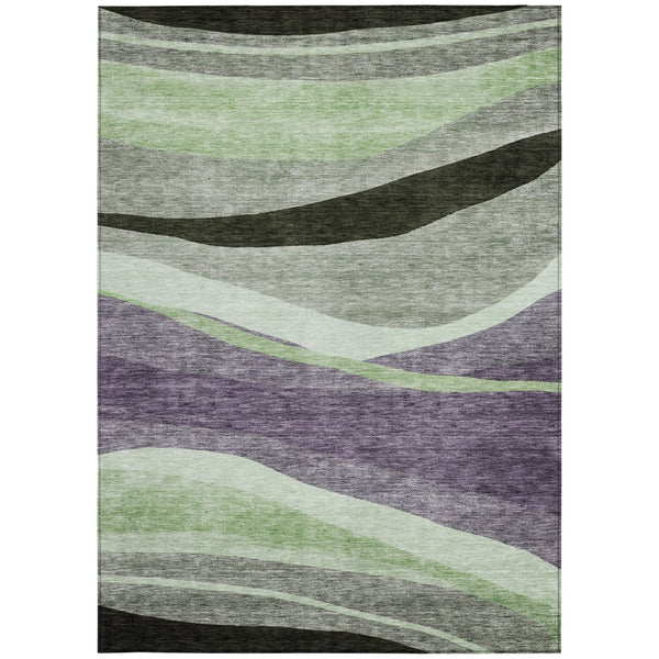 Homeroots 3' Abstract Artichoke Green And Black Area Rug - Washable, Durable, Stylish For Indoor Or Outdoor Use 5' X 8' Polyester 603684