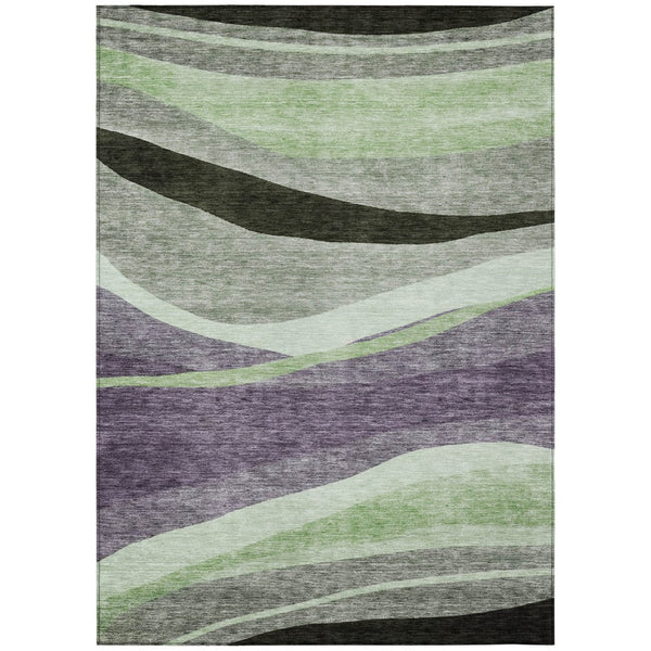 HomeRoots 5' Vibrant Purple and Green Abstract Area Rug - Stylish, Washable Indoor/Outdoor Design for Any Space 5' X 8' 603684