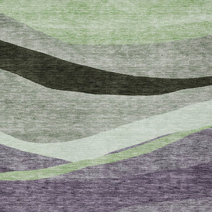 Homeroots 3' Abstract Artichoke Green And Black Area Rug - Washable, Durable, Stylish For Indoor Or Outdoor Use 5' X 8' Polyester 603684