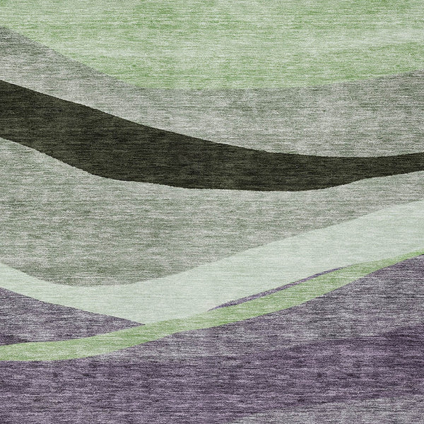 Homeroots 3' Abstract Artichoke Green And Black Area Rug - Washable, Durable, Stylish For Indoor Or Outdoor Use 5' X 8' Polyester 603684