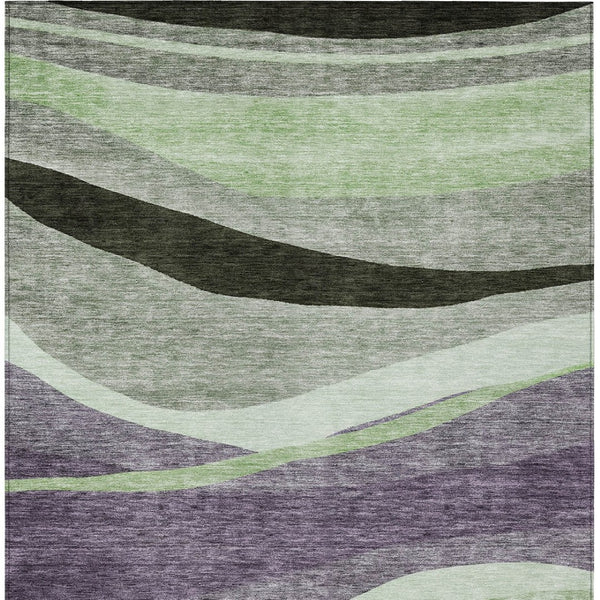 Homeroots 3' Abstract Artichoke Green And Black Area Rug - Washable, Durable, Stylish For Indoor Or Outdoor Use 8' X 10' Polyester 603686