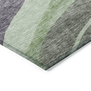 Homeroots 3' Abstract Artichoke Green And Black Area Rug - Washable, Durable, Stylish For Indoor Or Outdoor Use 9' X 12' Polyester 603687