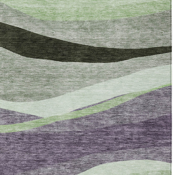 Homeroots 3' Abstract Artichoke Green And Black Area Rug - Washable, Durable, Stylish For Indoor Or Outdoor Use 10' X 14' Polyester 603688