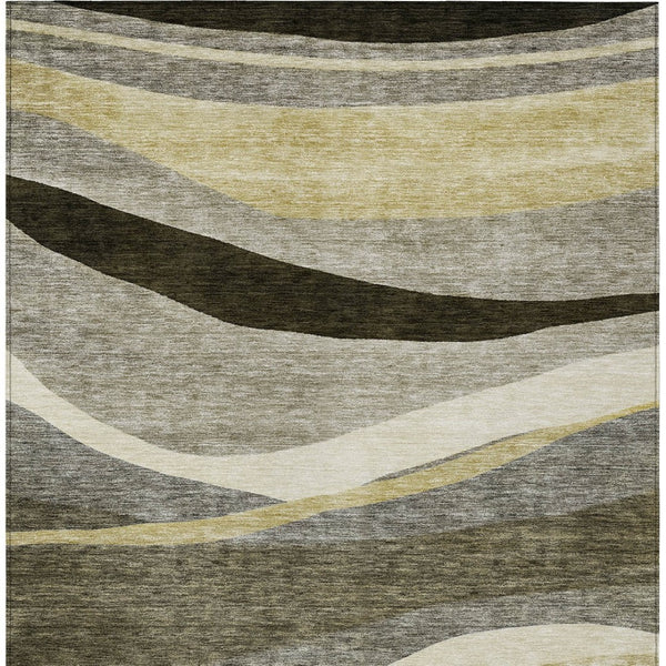 Homeroots 3' Abstract Artichoke Green And Black Area Rug - Washable, Durable, Stylish For Indoor Or Outdoor Use 3' X 5' Polyester 603689