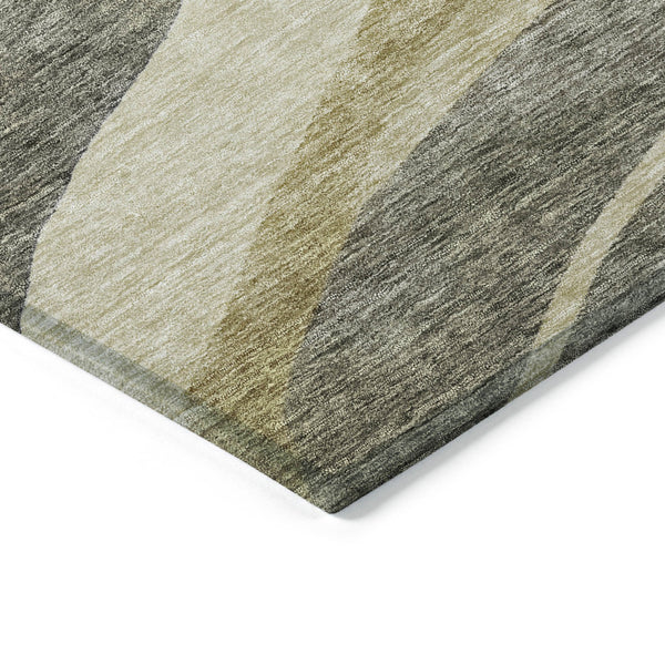 Homeroots 3' Abstract Artichoke Green And Black Area Rug - Washable, Durable, Stylish For Indoor Or Outdoor Use 3' X 5' Polyester 603689