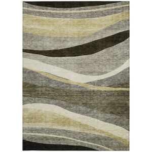 Homeroots 3' Abstract Artichoke Green And Black Area Rug - Washable, Durable, Stylish For Indoor Or Outdoor Use 5' X 8' Polyester 603690