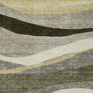 Homeroots 3' Abstract Artichoke Green And Black Area Rug - Washable, Durable, Stylish For Indoor Or Outdoor Use 5' X 8' Polyester 603690