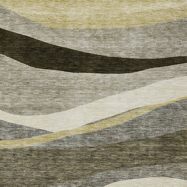 Homeroots 3' Abstract Artichoke Green And Black Area Rug - Washable, Durable, Stylish For Indoor Or Outdoor Use 5' X 8' Polyester 603690