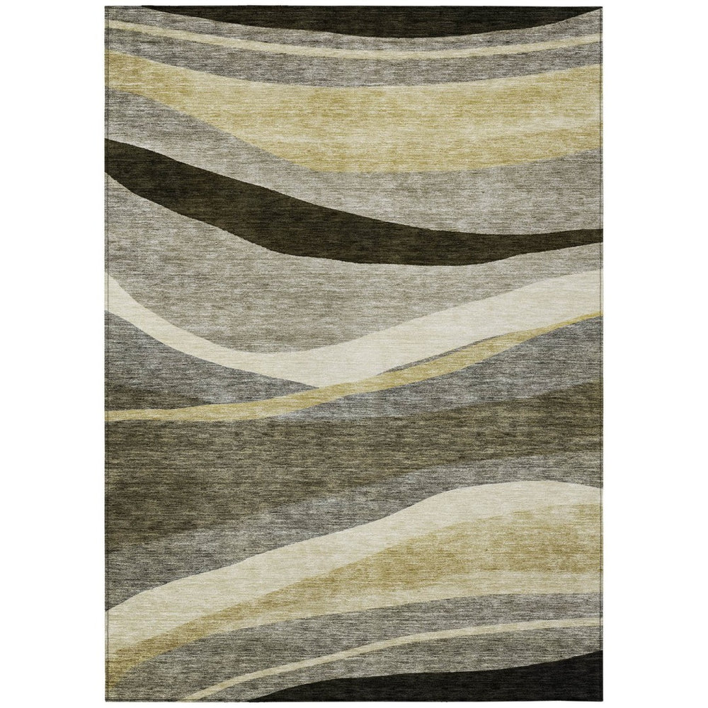 HomeRoots 9' Taupe Gray and Black Abstract Washable Area Rug – Stylish Indoor/Outdoor Comfort for Any Space! 603693