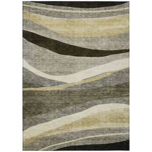 HomeRoots 9' Taupe Gray and Black Abstract Washable Area Rug – Stylish Indoor/Outdoor Comfort for Any Space! 603693