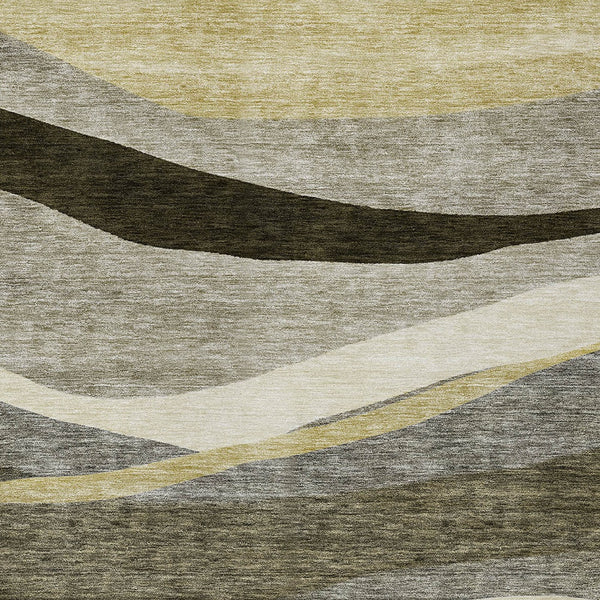 Homeroots 3' Abstract Artichoke Green And Black Area Rug - Washable, Durable, Stylish For Indoor Or Outdoor Use 9' X 12' Polyester 603693