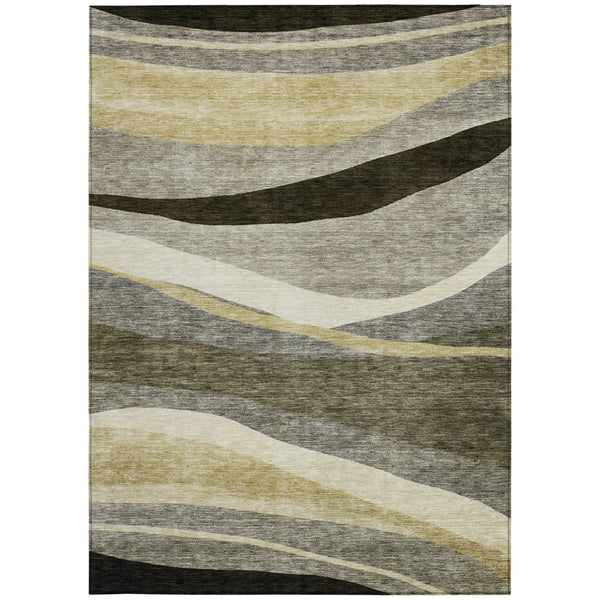 Homeroots 3' Abstract Artichoke Green And Black Area Rug - Washable, Durable, Stylish For Indoor Or Outdoor Use 10' X 14' Polyester 603694