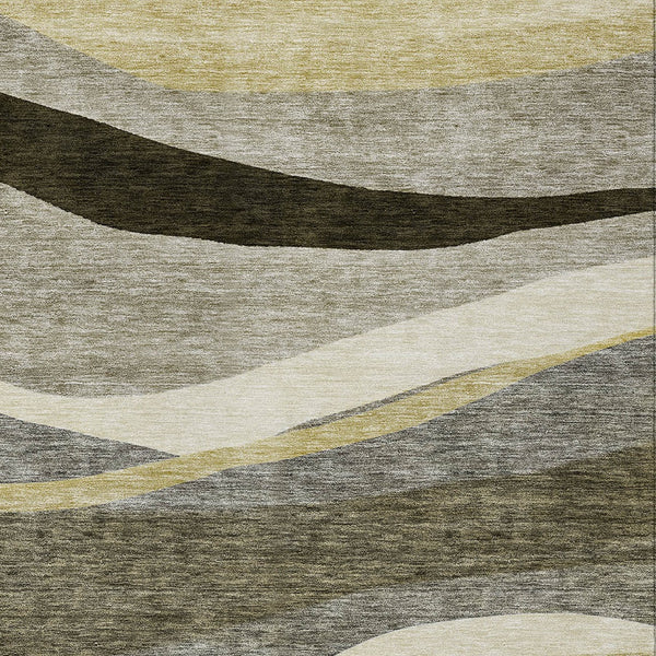 Homeroots 3' Abstract Artichoke Green And Black Area Rug - Washable, Durable, Stylish For Indoor Or Outdoor Use 10' X 14' Polyester 603694