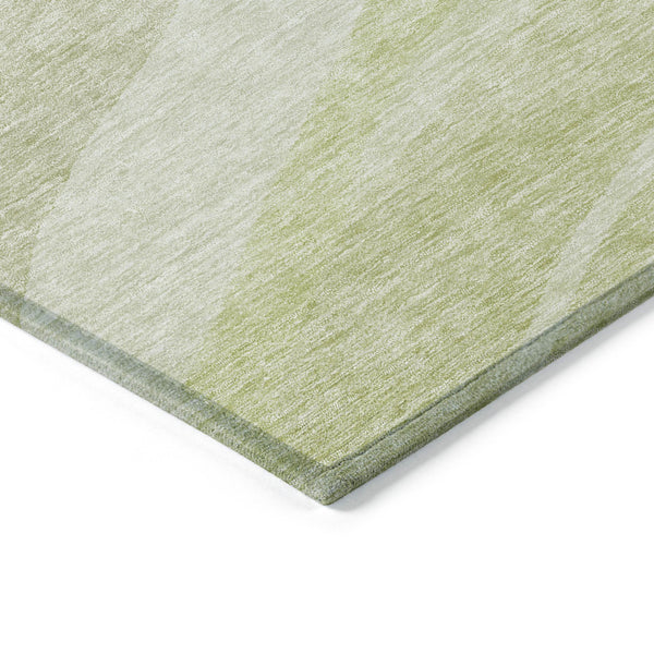 Homeroots 3' Artichoke Green And Ivory Abstract Washable Area Rug For Indoor And Outdoor Spaces, Durable Design 3' X 5' Polyester 603695