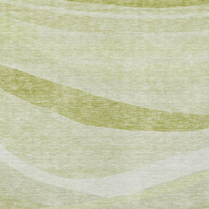 Homeroots 3' Artichoke Green And Ivory Abstract Washable Area Rug For Indoor And Outdoor Spaces, Durable Design 5' X 8' Polyester 603696