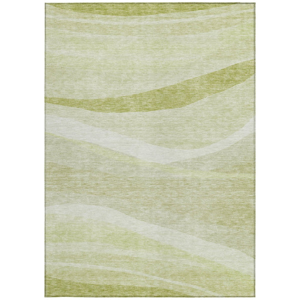 Homeroots 3' Artichoke Green And Ivory Abstract Washable Area Rug For Indoor And Outdoor Spaces, Durable Design 8' X 10' Polyester 603698