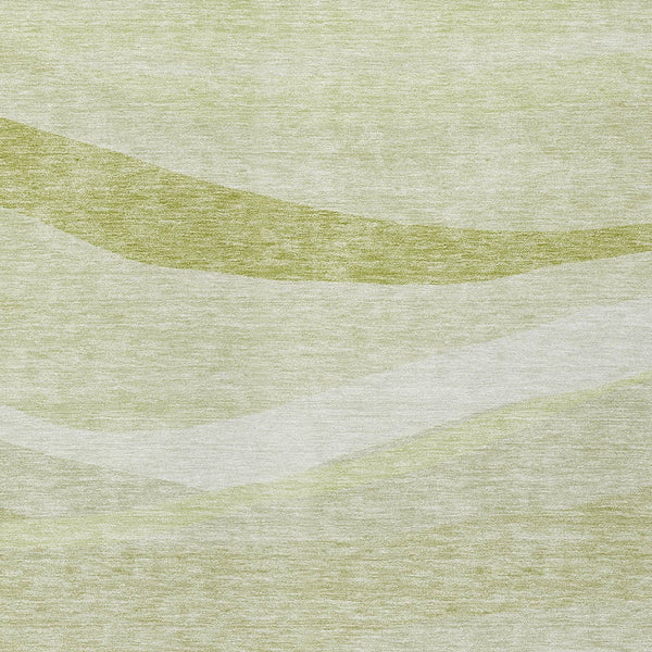 Homeroots 3' Artichoke Green And Ivory Abstract Washable Area Rug For Indoor And Outdoor Spaces, Durable Design 8' X 10' Polyester 603698