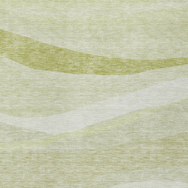 Homeroots 3' Artichoke Green And Ivory Abstract Washable Area Rug For Indoor And Outdoor Spaces, Durable Design 9' X 12' Polyester 603699