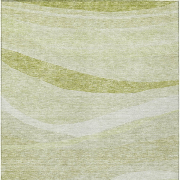 Homeroots 3' Artichoke Green And Ivory Abstract Washable Area Rug For Indoor And Outdoor Spaces, Durable Design 10' X 14' Polyester 603700