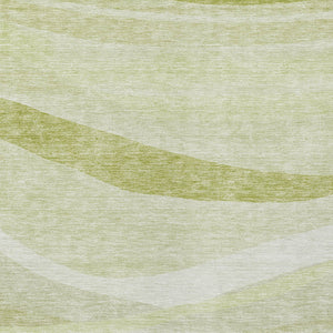 Homeroots 3' Artichoke Green And Ivory Abstract Washable Area Rug For Indoor And Outdoor Spaces, Durable Design 10' X 14' Polyester 603700