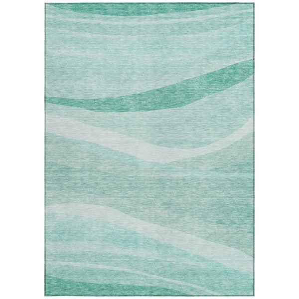 Homeroots 3' Artichoke Green And Ivory Abstract Washable Area Rug For Indoor And Outdoor Spaces, Durable Design 5' X 8' Polyester 603702
