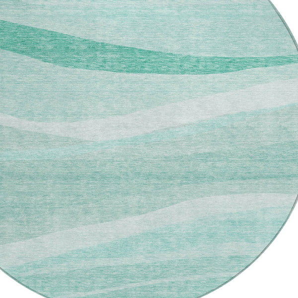 Homeroots 3' Artichoke Green And Ivory Abstract Washable Area Rug For Indoor And Outdoor Spaces, Durable Design 8' Round Polyester 603703